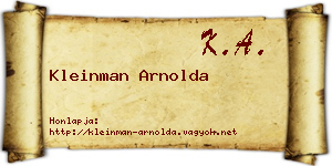 Kleinman Arnolda névjegykártya